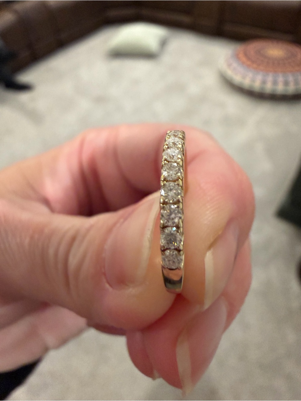 14k Gold half Eternity Band - Moissanite stones